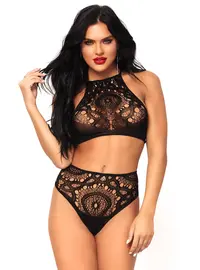 סט טופ ותחתונים 81552, צבע: שחור,  מידה: S-M