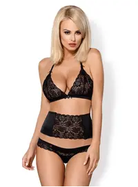 סט סקסי 3 חלקים 846, צבע: שחור,  מידה: L-XL