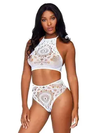 סט טופ ותחתונים 81552, צבע: לבן,  מידה: S-M