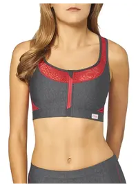 חזיית ספורט עם רוכסן FLY, צבע: אפור בהיר,  מידה: 90E