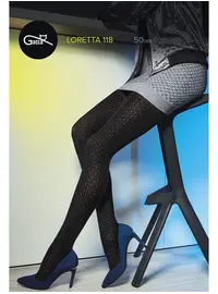 גרביונים עבים מעוצבים  LORETTA 118, צבע: שחור,  מידה: S-2