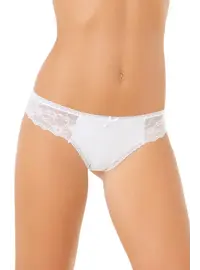 תחתון חוטיני תחרה דגם J611, צבע: לבן,  מידה: M-3