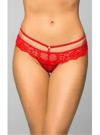 תחתוני חוטיני סקסי מפשעון חשוף 2475, צבע: אדום,  מידה: S-M