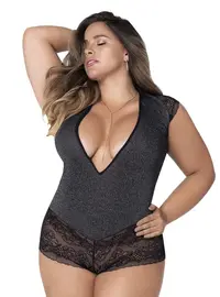 בגד גוף רשת סקסי דגם 8497X, צבע: שחור,  מידה: 2XL-3XL