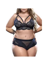 סט הלבשה תחתונה 2 חלקים דגם 8553X, צבע: שחור,  מידה: XL-2XL