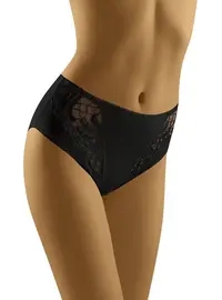 תחתון כותנה אורגנית עם תחרה ECO GA, צבע: שחור,  מידה: M