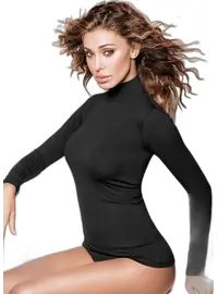 צווארון גולף כותנה עם שרוול ארוך 4057, צבע: שחור,  מידה: L-XL