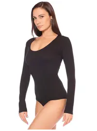 בגד גוף עם שרוול ארוך 4154, צבע: שחור,  מידה: L-XL