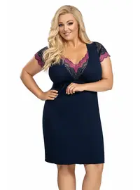 כותונת מויסקוזה עם תחרה מידות גדולות Donna NINA, צבע: כחול,  מידה: 4XL