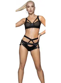 סט חזייה ,תחתון ורצועות כתף 2669, צבע: שחור,  מידה: S-M