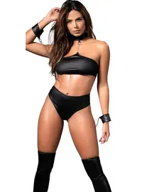 סט טופ ותחתון 2671, צבע: שחור,  מידה: S-M