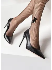 גרביונים רשת מעוצבים Charly N02, צבע: שחור,  מידה: XS-S