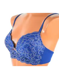 סט חזייה מרופדת ללא ברזל 4144, צבע: כחול,  מידה: S-2