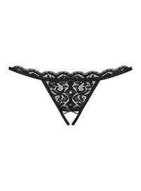 תחתון חוטיני תחרה מפשעון פתוח 831-THC-1, צבע: שחור,  מידה: S-M