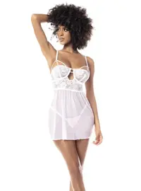 בייבי דול בשילוב תחרה 7482, צבע: לבן,  מידה: S-M