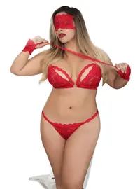 סט 4 חלקים דגם 8218X, צבע: אדום,  מידה: XL-2XL