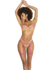 סט הלבשה תחתונה סקסי 8730, צבע: ניאון,  מידה: S-M