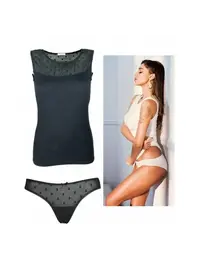 סט גופיה ותחתון תואם ​4647, צבע: שחור,  מידה: L