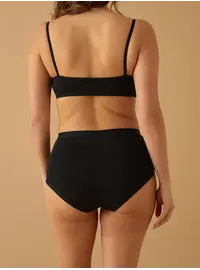 תחתון כותנה גזרה גבוהה דגם 535, צבע: שחור,  מידה: L