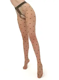 גרביונים מעוצבים עם מפשעון פתוח 20 דנייר INTIMO FASHION 20 N1, צבע: גוף,  מידה: S