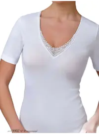 גופיה איכותית לנשים שרוול קצר 100% כותנה  9002, צבע: לבן,  מידה: M-3