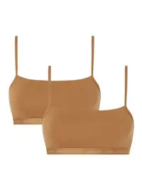 זוג גוזיות כותנה קלווין קליין QF6040E, צבע: חום בהיר,  מידה: XS