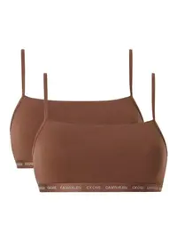 זוג גוזיות כותנה קלווין קליין QF6040E, צבע: חום,  מידה: XS