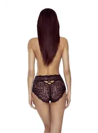 תחתון גבוה עם תחרה  ZULA 5024, צבע: שחור,  מידה: S