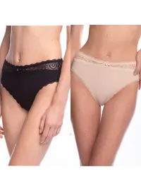 מארז של שתי תחתוני ביקיני ממודל MOD1563, צבע:  גוף/שחור,  מידה: M