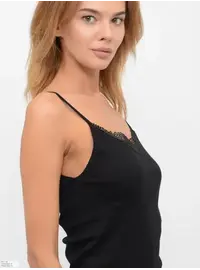 גופיית ספגטי לנשים 100% כותנה  9000, צבע: שחור,  מידה: 2XL