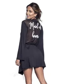 חלוק קלאסי וחוטיני תואם 8360, צבע: שחור,  מידה: M-L