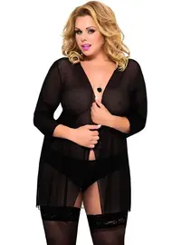 חלוק שקוף עם תחתון קלאסי תואם | מידות גדולות | 1861 POLA