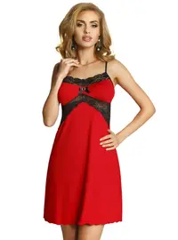 כותונת ויסקוזה משולב תחרה BONA, צבע: אדום,  מידה: S-2