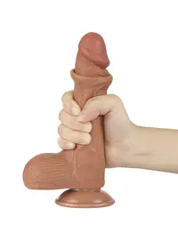 דילדו  ריאליסטי דו-שכבתי נצמד מתאים לסטרפאון אורך 19.5 ס"מ עובי 3,7 ס"מ