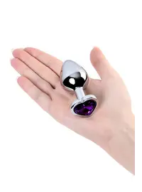 פלאג אנאלי קטן למתחילים בצורת לב |  מתכת | מבריק עם אבן חן | 8 ס"מ