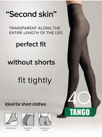 גרביון ללא מכנסיים קצרים עם אפקט "טאץ' סאטן" 40 דנייר Tango CONTE