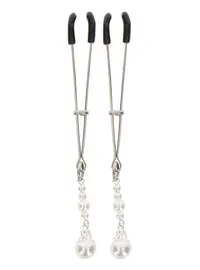 קליפס לפטמה | תתליון פנינים | Nipple Play Tweezers With Pearls