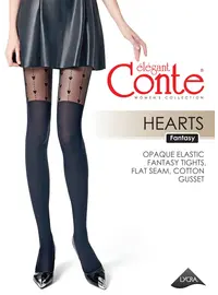 גרביונים מעוצבים בעובי 60/20 דנייר HEARTS, צבע: שחור,  מידה: S