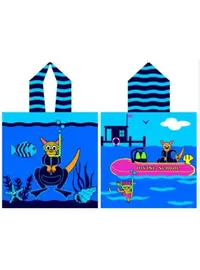 מגבת פונצ'ו עם כובע 100% כותנה, צבע אביזרים: Diving Shool,  מידה: ONE SIZE