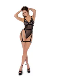 בגד גוף סקסי כולל ביריות 2772, צבע: שחור,  מידה: S-M