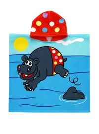 מגבת פונצ'ו עם כובע 100% כותנה, צבע אביזרים: Hippo,  מידה: ONE SIZE