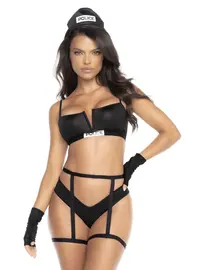 סט שוטרת סקסי 6 חלקים 60036, צבע: שחור,  מידה: S-M