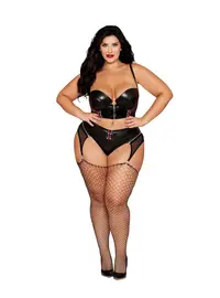 סט 2 חלקים חזייה מרופדת ותחתון תואם עם רצועות נשלפות 13663X, צבע: שחור,  מידה: 2XL