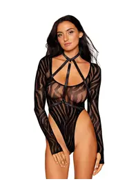 בגד גוף סקסי עם שרוול ארוך | רתמה האלסטית | 13266