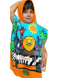 מגבת פונצ'ו עם כובע 100% כותנה,jungle