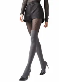 גרביונים מדוגמים עם גרבי חיקוי ZAZU N04 דנייר 40, צבע: שחור,  מידה: XS-S