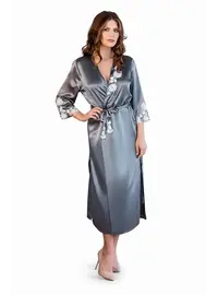 חלוק סאטן עם תחרה Santorini, צבע: ירוק,  מידה: XL