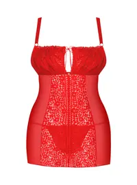 כותונת אדומה עם שרוכים וחוטיני תואם | BLOSSMINA | OBSESSIVE