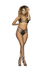 סט הלבשה תחתונה 2 חלקים דגם 8602, צבע: שחור,  מידה: S-M