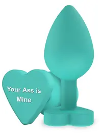 פלאג אנאלי בצורת לב ומסרים שובבים  8.5 ס"מ | Buttplug Your Ass Is Mine